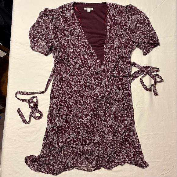 miami Dresses & Skirts - Miami Mini Wrap Dress in a Wine Red Floral Print